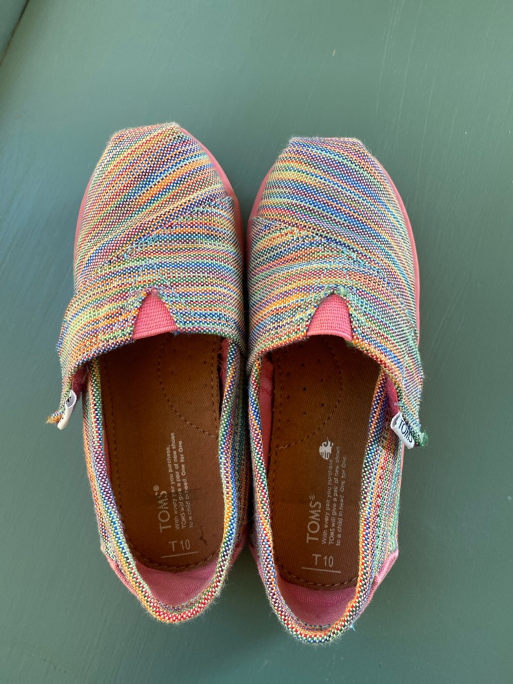 Toms Multicolor Woven Slip-On Flats with Pink Accents